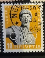 Briefmarken Olympia 1944 Lausanne Helvetia 10 Rappen und 20
