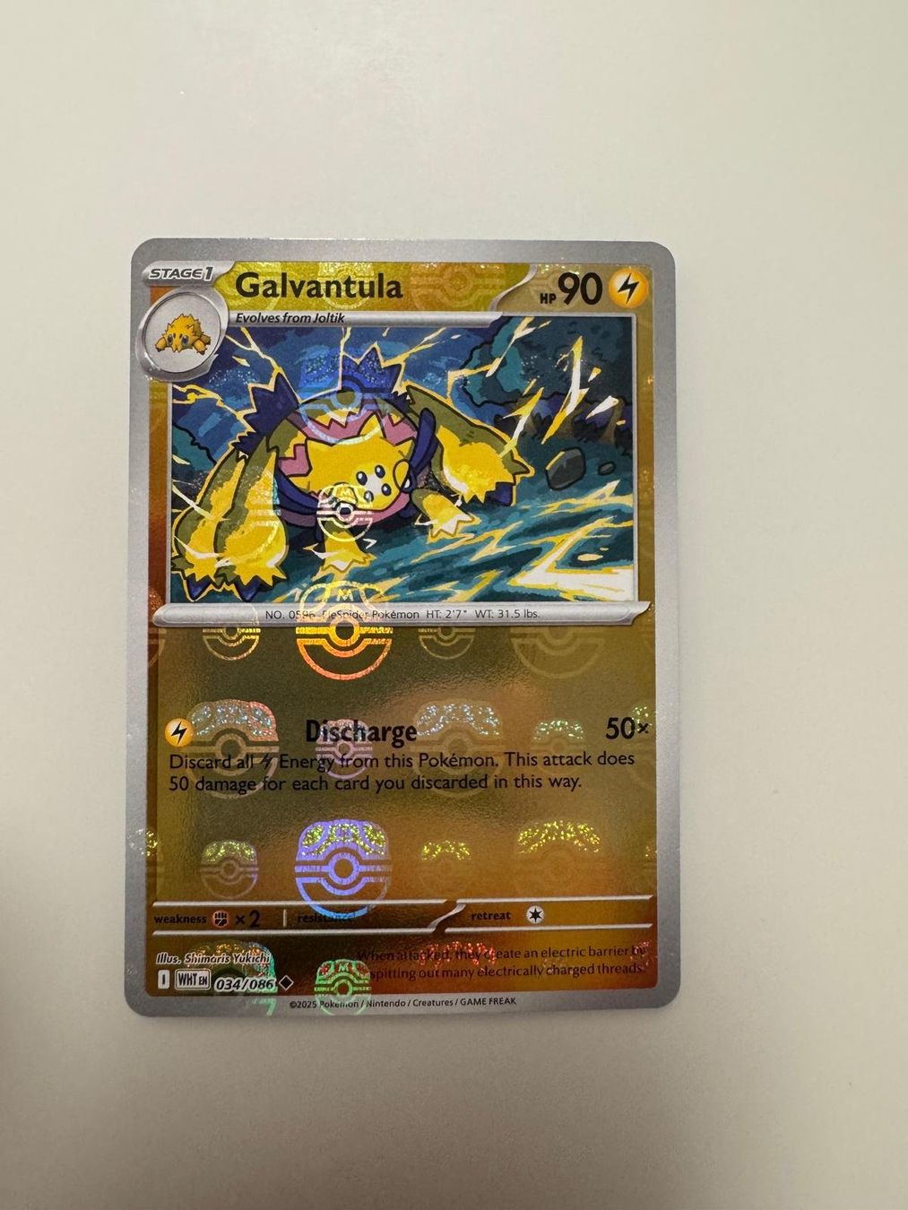 Pokémon Carte collezionabili: Galvantula | Reverse Holo Masterball | WHT 034/086 | EN – Usato da Spreitenbach venduto da Snacky96 2