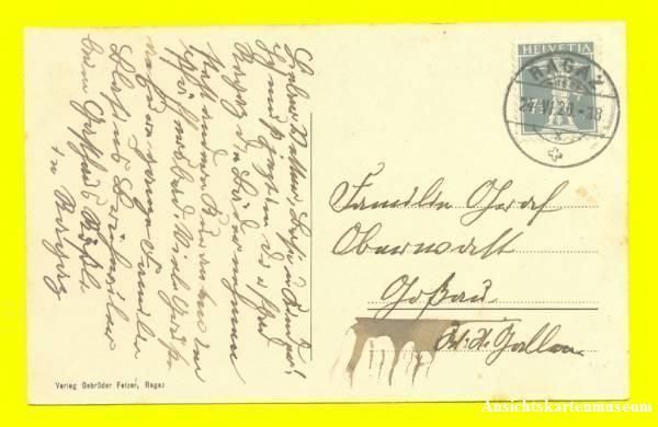 Cartoline postali: Ragaz - Bahnhofstrasse belebt + 1920 – Usato da Emmenbrücke venduto da teestube 1