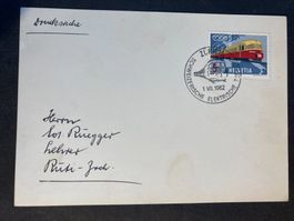 Schweiz 1962 Sonderstempel TEE-Zug Zürich Drucksache gelauf.