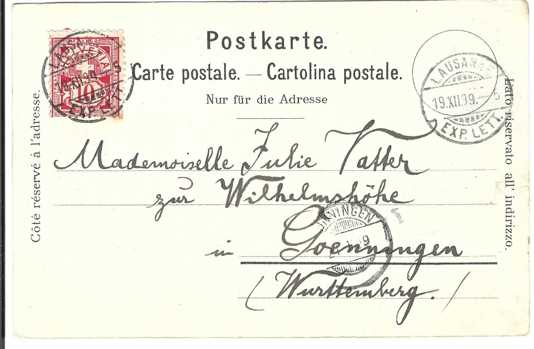 Cartoline postali: Souvenier de Lausanne, Litho – Usato da Wildhaus venduto da Brunphil 1