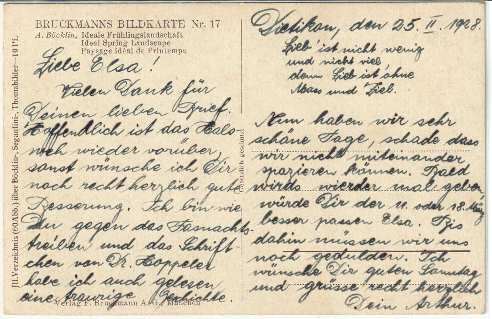 Cartoline postali: Arnold Böcklin - Ideale Frühlingslandschaft – Usato da Ettingen venduto da Kartenplanet 1