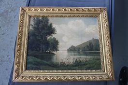 Oel Auf Holz Landschaft circa 1850- 1880 Monogrammiert C. H.