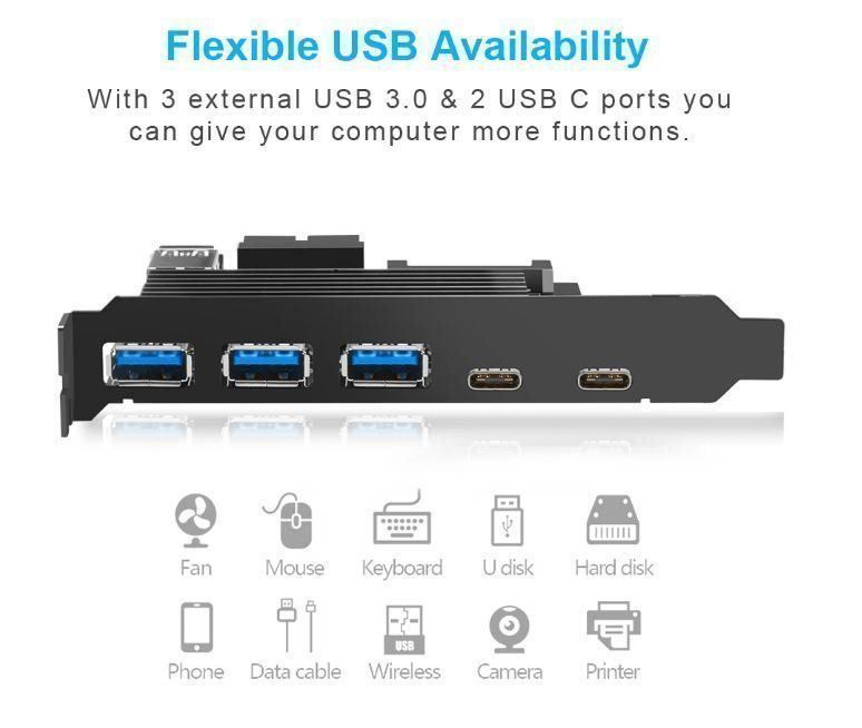 Hubs & Switches: USB 3.0 Typ c PCIE-Erweiterungskarte 5 – Neuf avec emballage d'origine à Unterägeri par RmOnline 6