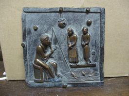 Bronze-Platte Fischer biblisch (?) Kunst arte art Bronzeguss