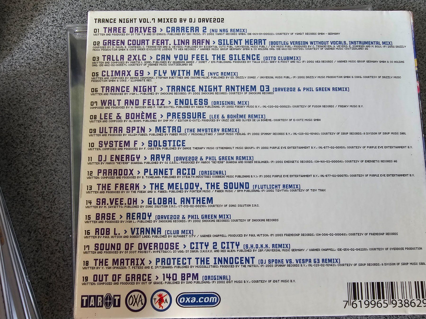 CDs: Oxa trancenight vol.7-DJ dave 202 – Gebraucht aus Bremgarten AG von musiccollector 1