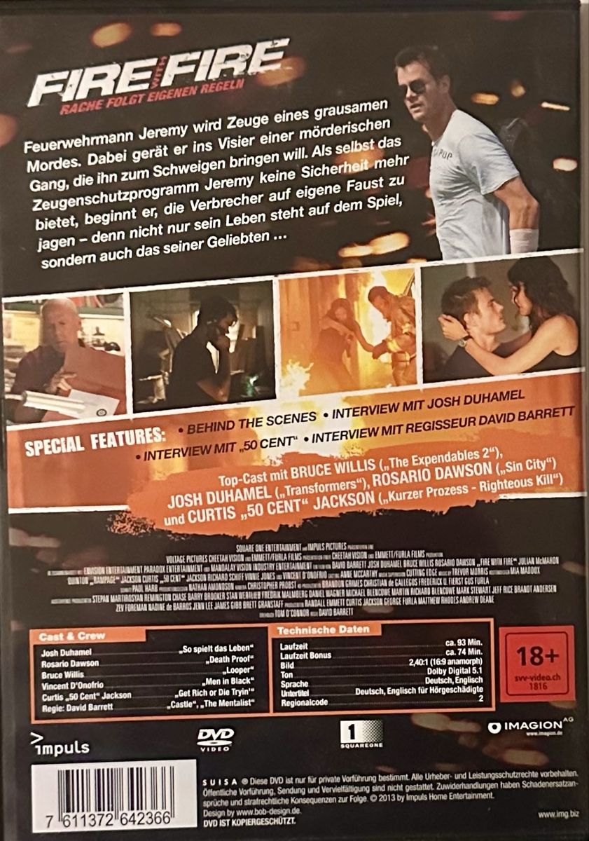 Tous les DVDs: DVD Fire with Fire Rache folgt eigenen Regeln Bruce Willis – D'occasion à Malters par Gustov 1