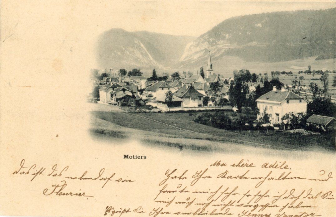 Cartoline postali: Môtiers       NE        en 1899 – Usato da Brig venduto da Valcards54