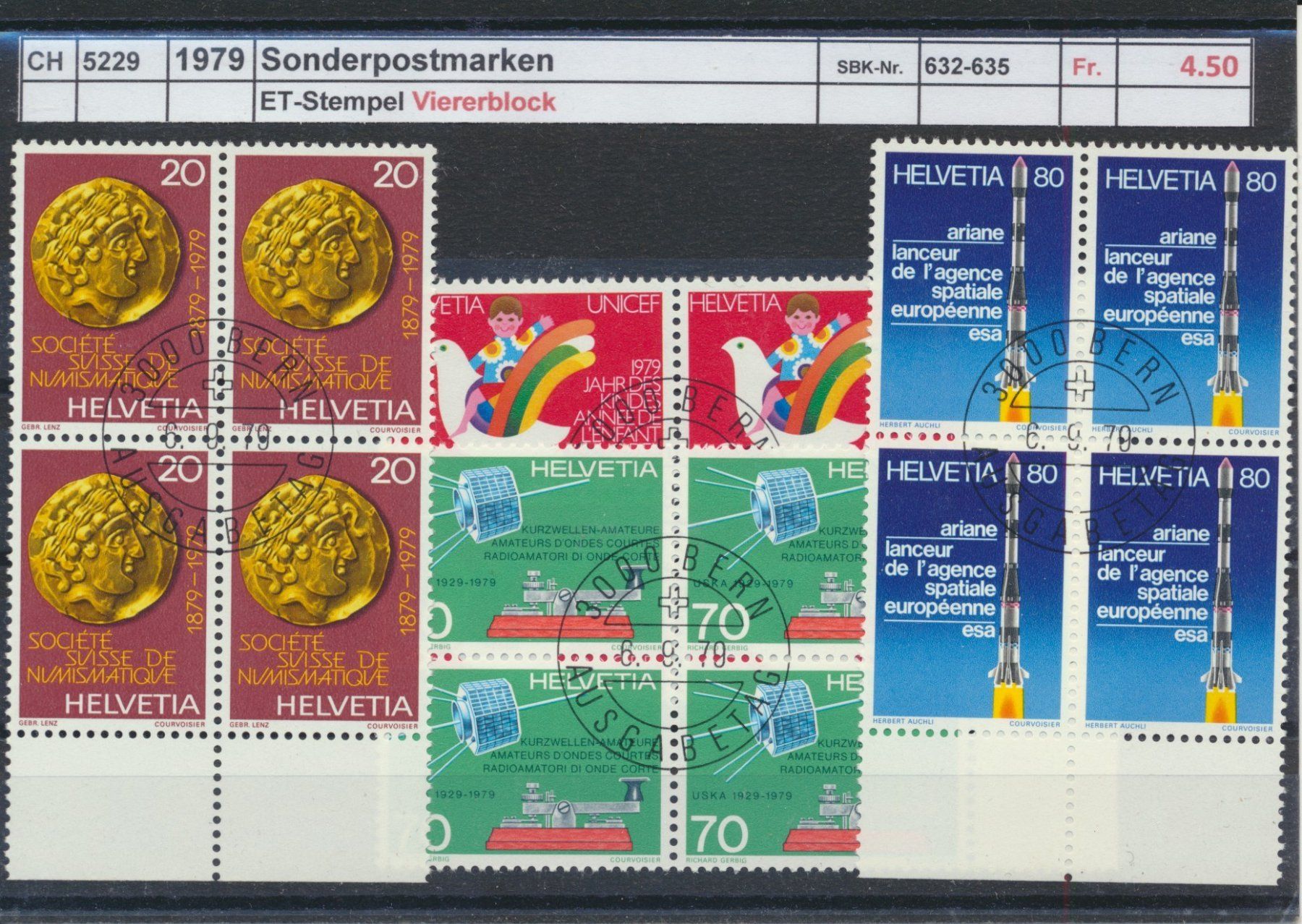 Tutti i francobolli: 1979 "Sonderpostmarken II", Viererblock, ET - Stempel – Usato da Winterthur venduto da Zupogeru
