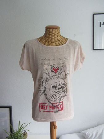 LA REDOUTE - T-Shirt nude m. Bulldogge XS