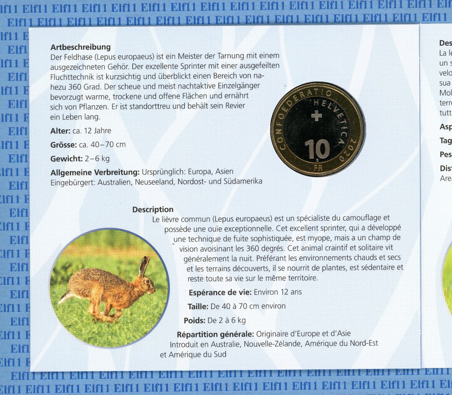 Tutti le monete: CHF__10.00 2020 Hase im Folder stgl 10 Franken – Nuovo e nell'imballaggio originale da Widnau venduto da Elf11 3