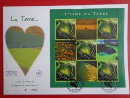 FDC LUXE Ersttagsbrief BLOCK Bloc LA TERRE France 2002
