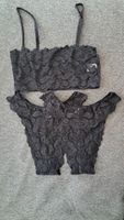 Damen Spitzen Bralette und 2 Slips schwarz Grösse 36/38