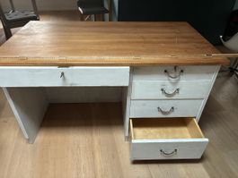 Gebrauchter Holz Schreibtisch mit Schubladen, Vintage Stil