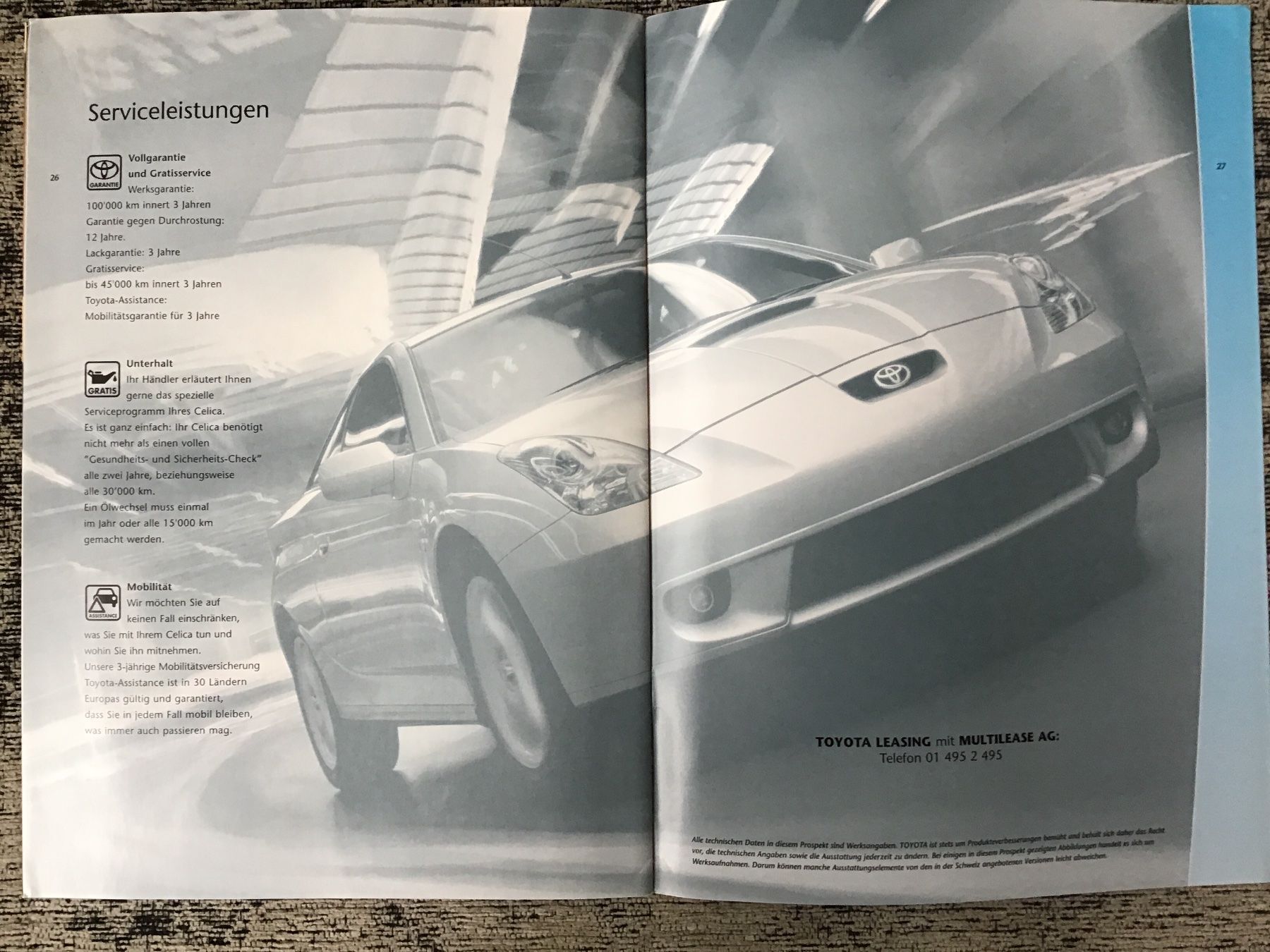 Toyota Dokumente: Toyota Celica Verkaufsprospekt 2001 – Gebraucht aus Scherzingen von Starseller62 8