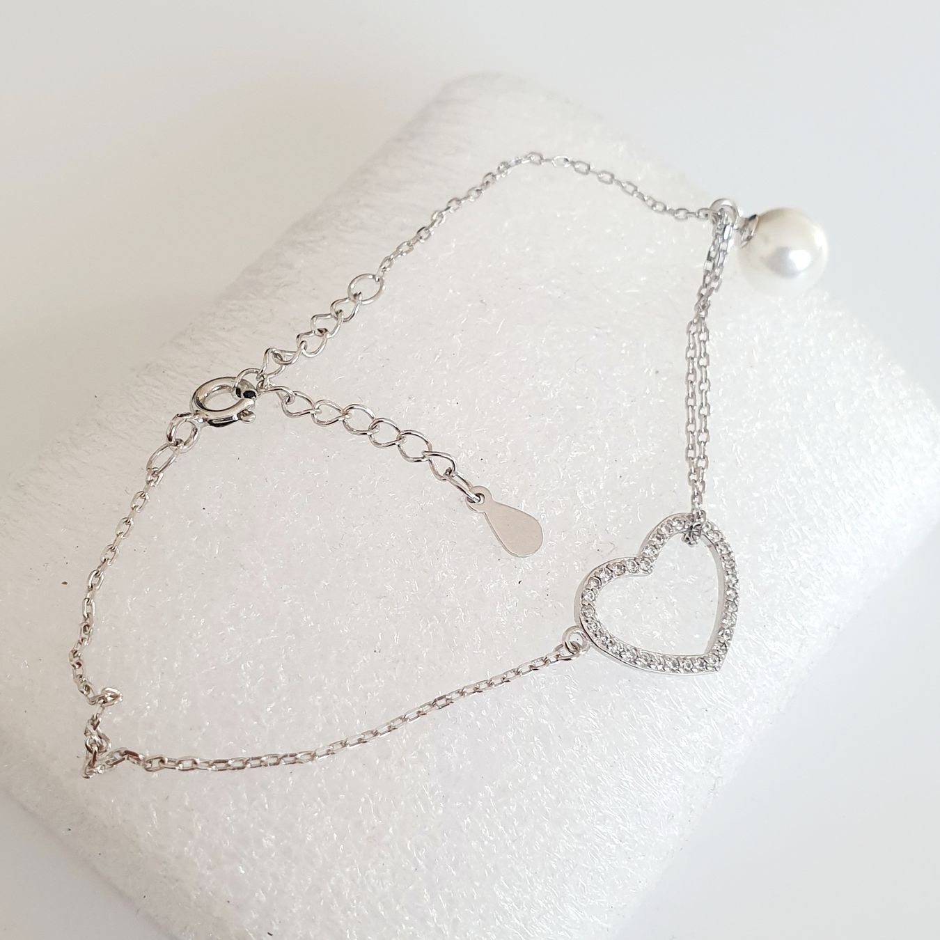 Bracciali & Braccialetti: Armband aus silber 925  mit Herz und Perle – Usato da Kreuzlingen venduto da Wunderkiste123