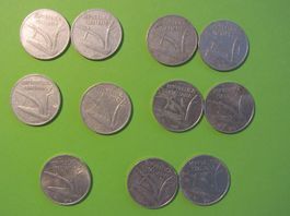 11 Stk. 10 Lire Münzen Diverse Jahrgänge 1951-1981