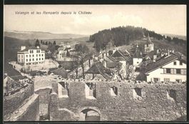 Valangin, les remparts depuis le château, vers 1925