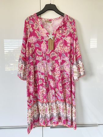 ZAUBERSTERN  Kleid Fuchsia mit Paisleymuster floral Gr.M