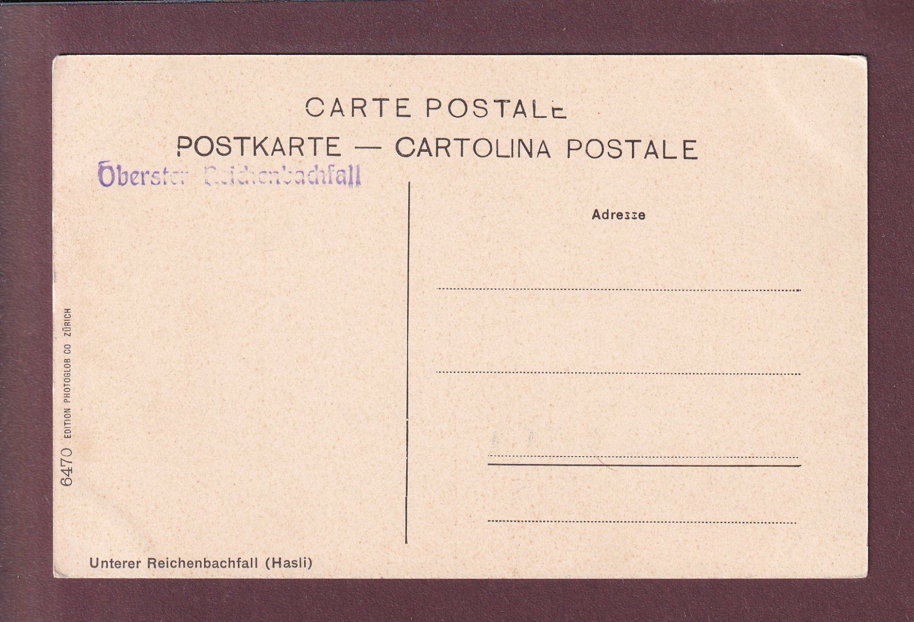 Cartes postales: REICHENBACHFALL – D'occasion à Pully par nicecards 1