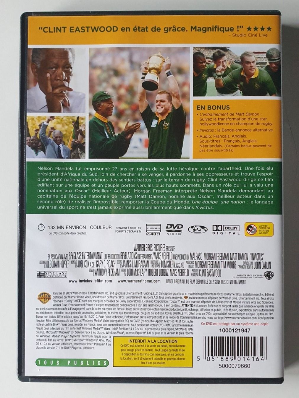Alle DVDs: DVD Invictus de Clint Eastwood - 2009 – Gebraucht aus Echandens von annegug 2