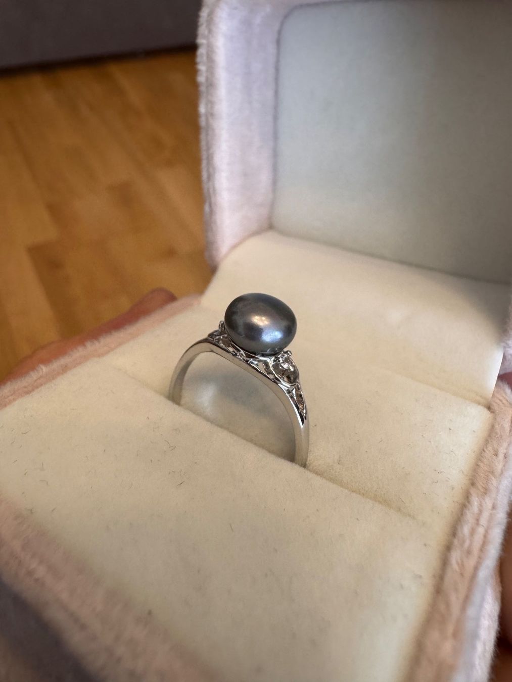 Ringe: Eleganter 925 Silberring mit edler dunkler EchtPerle Gr.58 – Gebraucht aus Zürich von hanna1990 3