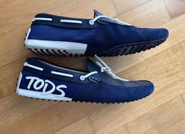 Tods Slipper blau weiss Leder Grösse 45 Zustand wie neu