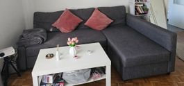 Ecksofa mit Bettfunktion und Stauraum grau