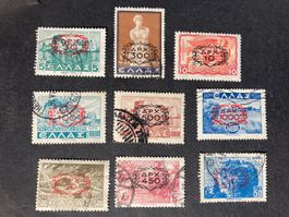 Griechenland 1946/7 Lot 9 Briefmarken Aufdruck neuer Wert