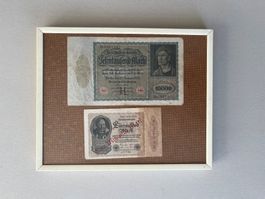 Geldschein Reichsmark, Reichsbanknote in Rahmen