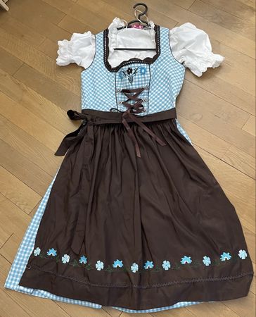 Dirndl von Lekra Gr 36 weiss / turkis / braun