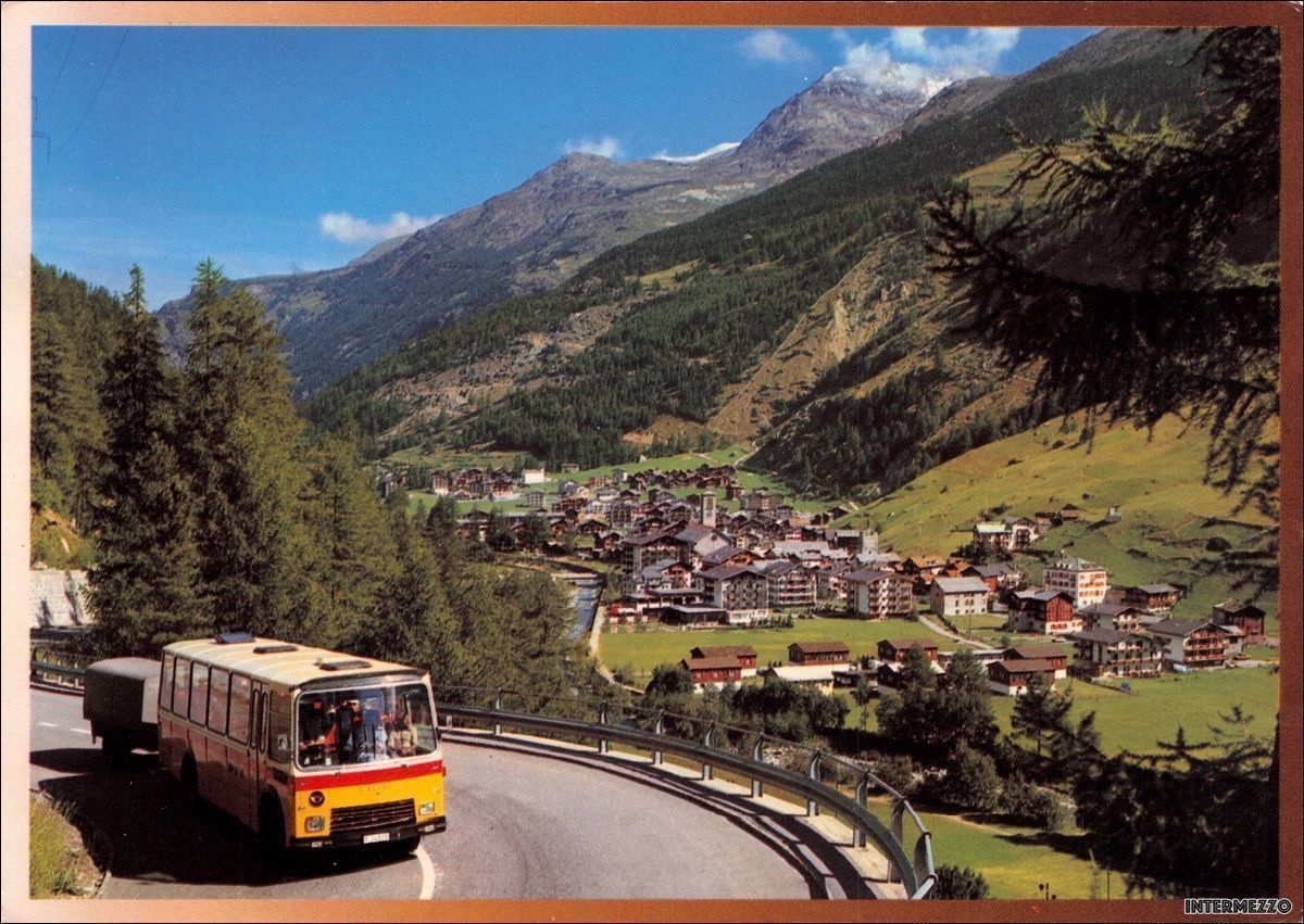 Cartoline postali: Postauto // FBW // Saas-Grund 1987 – Usato da Basel venduto da intermezzo12