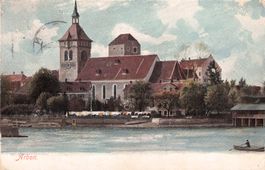 Arbon TG // ca. 1910 Kirche Fischerboot Bodensee