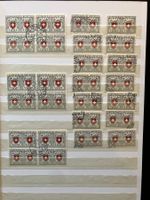 Pro Patria 1950 einzeln und im Viererblock gestempelt