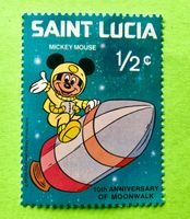 BRIEFMARKEN AUS St. Lucia Disney / Mondlandung UNGESTEMPELT 