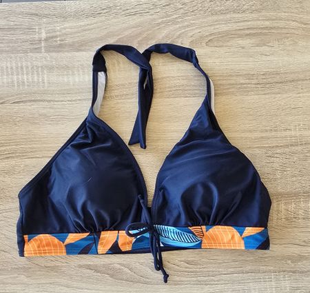 Maillot de bain 2 pièces femme, L-XL, bleu/floral