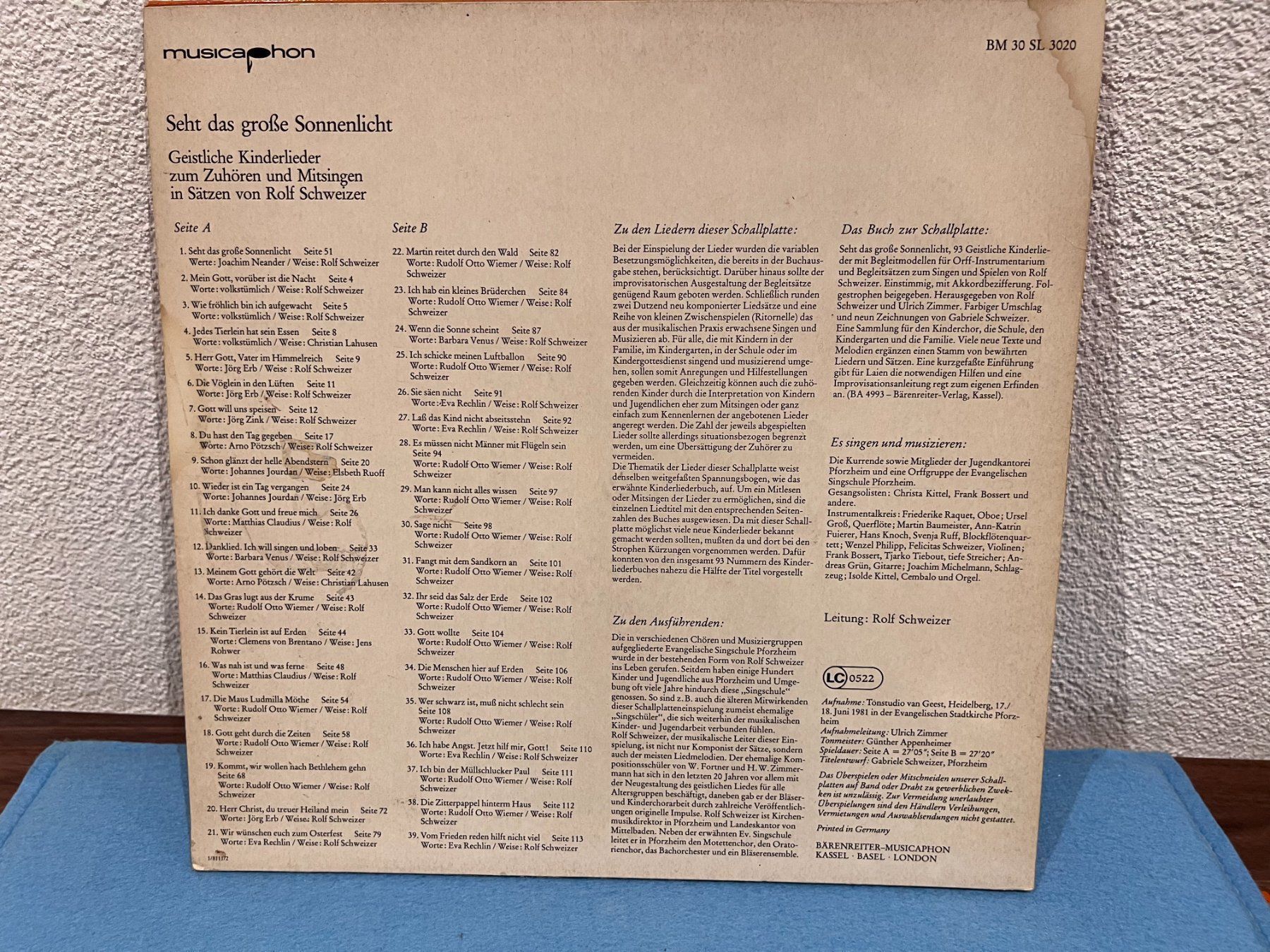 Schallplatten: Vinyl: Rolf Schweizer - Sehr das grosse Sonnenlicht – Gebraucht aus Unterengstringen von hausraus 1