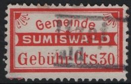 30 Cts. Fiskalmarke der Gemeinde SUMISWALD