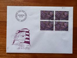 Flugbrief CH Pro Aero Viererblock FDC 1981  (R213)
