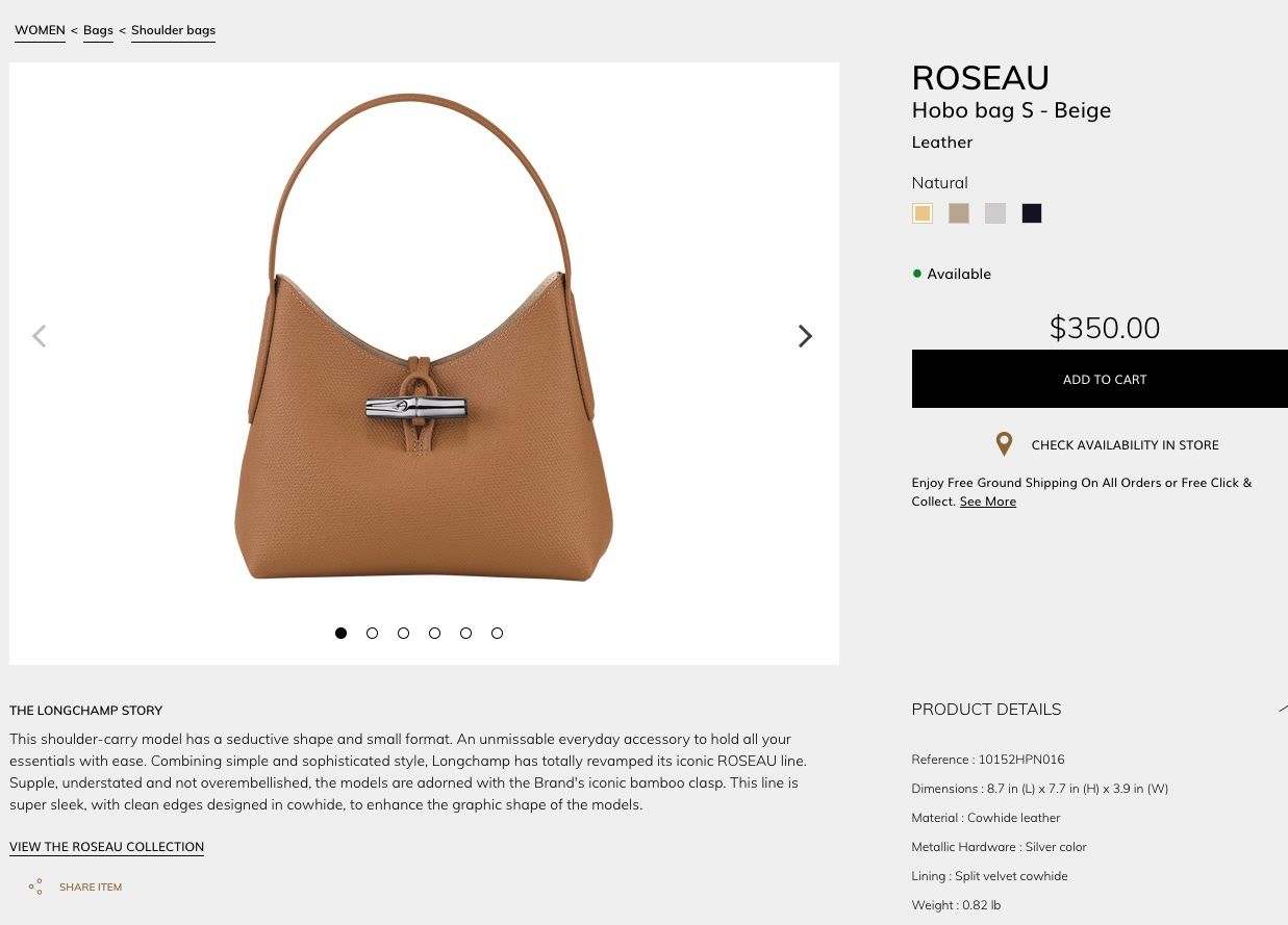 Longchamp Borse da donna: Longchamp ROSEAU Hobo, Small – Usato da Zürich venduto da camenk 9