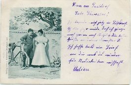 FRAU und MANN mit Fahrrad - gel. 1898 v. Frauenfeld