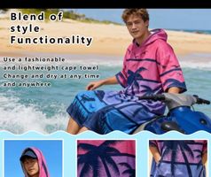 Poncho mare con cappuccio fantasia palme taglia unica nuovo 