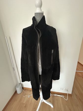 New DIESEL Shearling Mantel Schwarz , Gr. S/M Schwarz