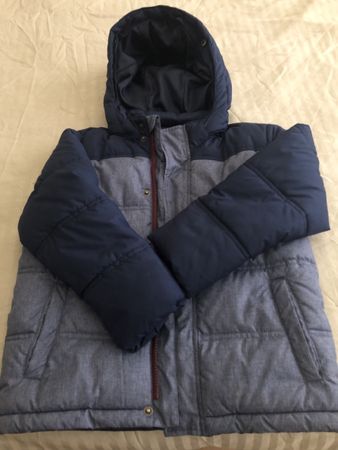 Giubbotto imbottito invernale bambino blu/grigio, taglia 128