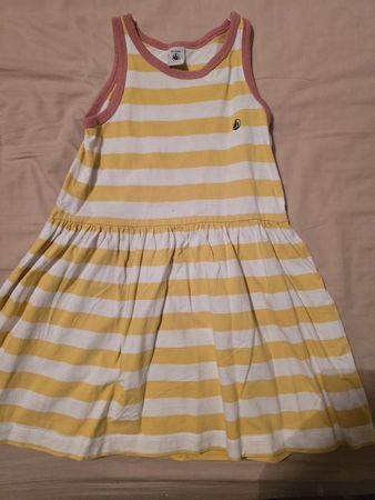 Petit Bateau Girls' Dress, Size 8, Yellow Stripes☀️