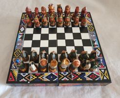 PERU: kleines Schach, Handarbeit aus Holz, NEU!
