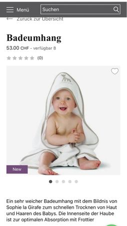 Sophie la Girafe Baby Badetuch Kapuzenhandtuch NEU OVP