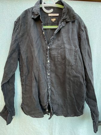 Schwarzes Vintage RICHARD SEBASTIAN Leinen Hemd Gr. M