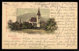 Künstler-AK Interlaken, Die Kirche
