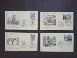 1977, Andorra  -  4 Erstagsbriefe